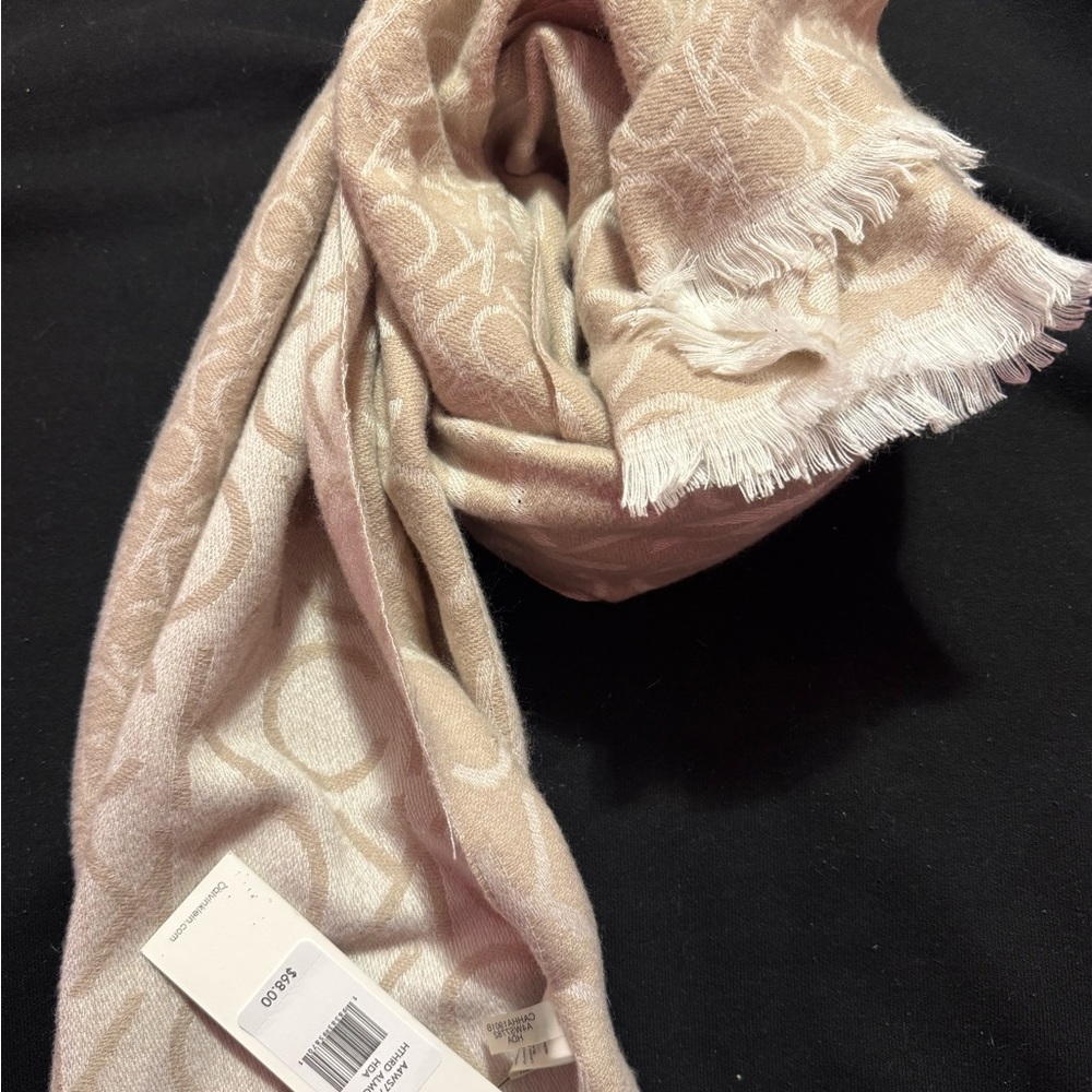 Calvin Klein Beige and Cream Patterned Scarf